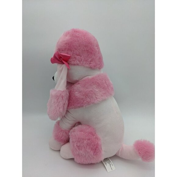 Kelly toy pink white poodle dog plush 15" sitting pink bows - Picture 9 of 11